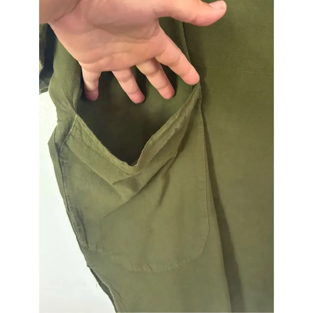 LINEN Olive Green Relaxed Tunic with Side Pockets - Picture 3 of 6